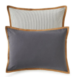Reversible pillowcase 65x65 100% woven cotton dyed striped and plain gray ruffle