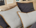 Reversible pillowcase 65x65 100% woven cotton dyed striped and plain gray ruffle