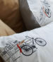 Duvet cover + pillowcase 100% cotton percale embroidered bikes/bicycles