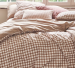 Housse couette  + Taie 100% coton percale 80 fils/cm² Vichy dune/blanc