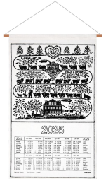 Calendar Kreier 2025 Ascent mountain, black and white, pure linen, 69 x 41 cm