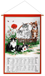 Calendar Kreier 2025 Cats, pure linen, 69 x 41 cm