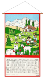Calendar Kreier 2025 Swiss landscape - Heidi pure linen, 69 x 41 cm.