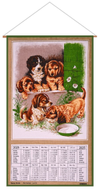 Calendar Kreier 2025 Dogs, pure linen, 69 x 41 cm