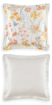 Housse couette + taie 100% coton peigné satin fleurs fond crème