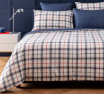 Housse couette + taie 65x65 cm 100% coton percale carreaux Tommy Hilfiger