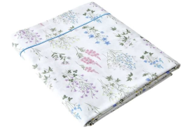 Drap de lit plat + taie 100% coton percale bio LF fleurs 80 fils/cm² easy care