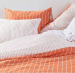 Duvet cover + pillowcase 65x65 cm Orange/white/beige lines 100% cotton sateen