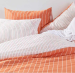 Housse de couette + taie 65x65 cm Lignes orange/blanc/beige 100% coton satin