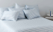 Bettbezug + Kissenbezug 65x65cm Blau/weiße Linien 100% Baumwollsatin