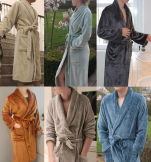 Plain indoor bathrobe 100% extra soft microfiber polyester