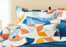 Sloop 65x65 cm blauwe moderne geometrie 100% perkal katoen