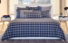 Housse couette + taie 100% coton flanelle Tartan bleu & gris Tommy Hilfiger