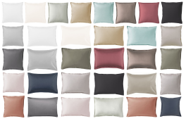 Taie d'oreiller uni 100% coton satin bio + ruban satin coton bio, 120 fils/cm²
