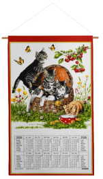 Calendar Kreier 2026 Cats, pure linen, 69 x 41 cm