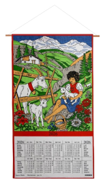 Calendar Kreier 2026 Swiss landscape - Heidi pure linen, 69 x 41 cm.