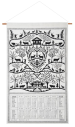 Calendrier Kreier 2026 Ascension montagne, noir et blanc, pur lin, 69x41cm