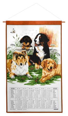 Calendar Kreier 2026 Dogs, pure linen, 69 x 41 cm
