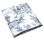 Drap de lit plat + taie 100% coton percale bio Toile de jouy bleu 80 fils/cm²