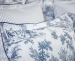Drap de lit plat + taie 100% coton percale bio Toile de jouy bleu 80 fils/cm²