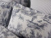 Flat bed sheet + pillowcase 100 organic percale cotton Blue Toile de Jouy 80 thr
