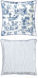 Flat bed sheet + pillowcase 100 organic percale cotton Blue Toile de Jouy 80 thr