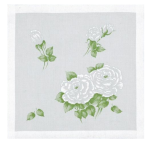 White roses handkerchief 31x31 cotton printed  hand rolled Lehner
