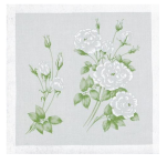Bouquet of white roses handkerchief 31x31 cotton printed  hand rolled Lehner