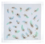 Feathers handkerchief 31x31 cotton printed  hand rolled Lehner