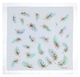 Mouchoir Plumes 31x31cm coton imprimé et roulé main Lehner