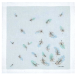 Little Feathers handkerchief 31x31 cotton printed  hand rolled Lehner