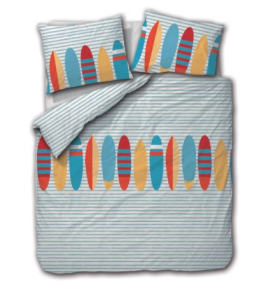Dekbedovertrek + sloop 65x65 cm 100% katoen kleurrijke surfplanken