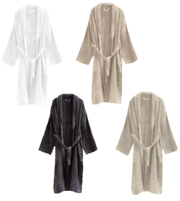 Bathrobe with shawl collar 100% cotton terry, 380 gr/m², 2 pockets, H:120 cm