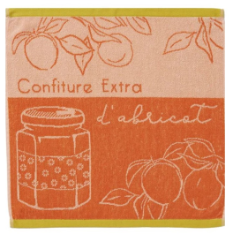 Essuie cuisine ou essuie main 50x50 cm Confiture abricot 100% coton jacquard
