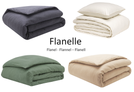 Duvet cover + pillowcase 100% cotton flannel, 170 gr/m², soft washable 60°C