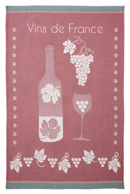 Wines of France dish towel 100% cotton jacquard 50x75 cm