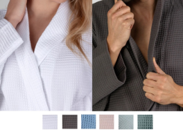 Bathrobe with shawl collar 100% waffle cotton