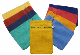 Mitt Tintin and Snowy 100% towelling cotton 14x21 cm