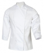 Witte keuken jas Mani polykatoen 65/35 speciaal model voor de vrouw